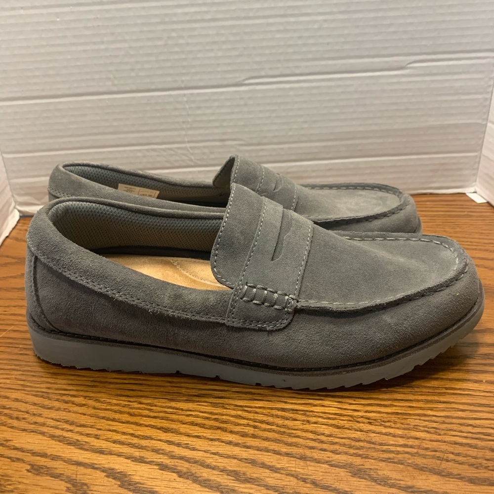 Lands' End Gray Penny Loafers Sleek Suede Slip-Ons Size 11D lightweight Flexble - Picture 3 of 13